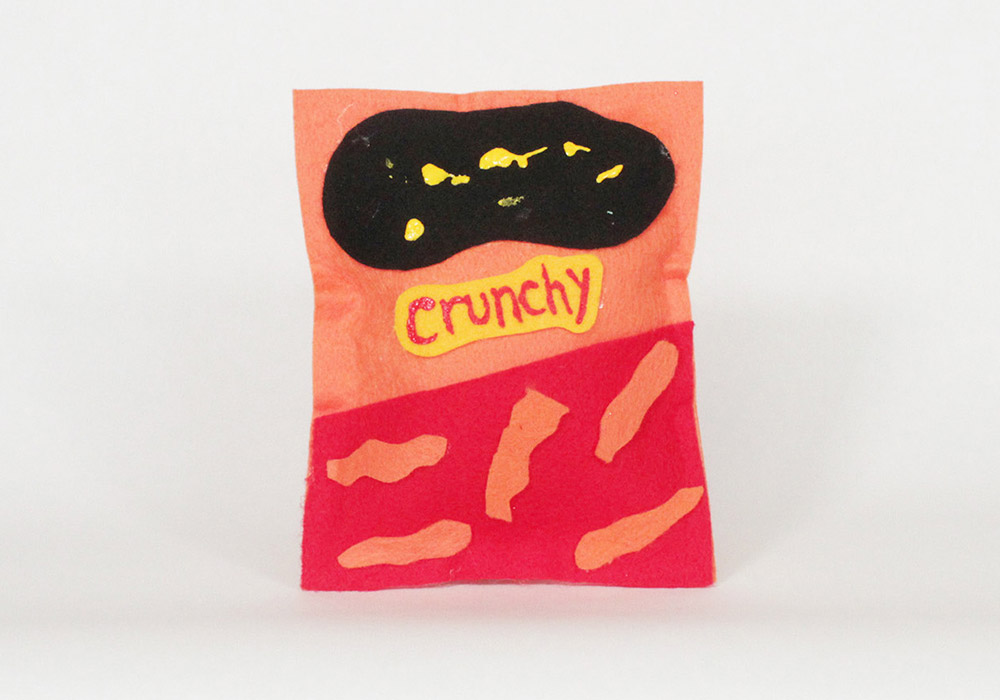 Cheetos Package Felt Art by Ermalinda Luna