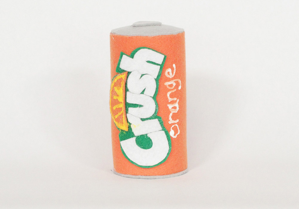 Crush Orange Pop Can Felt Art by Geordy Levin