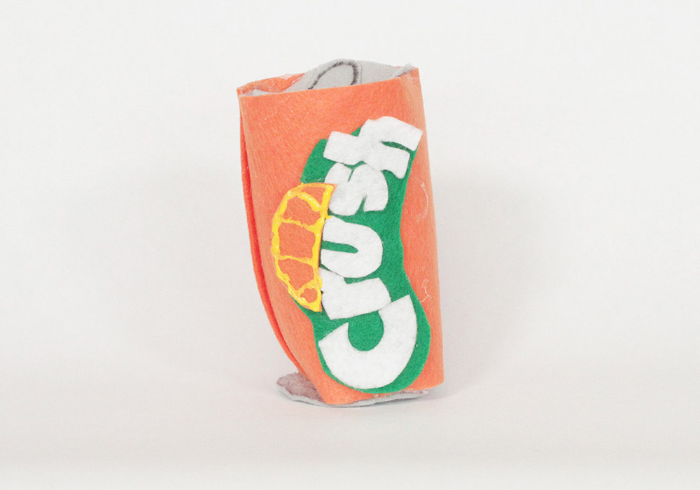 Crush Orange Pop Can Felt Art by Kamia White